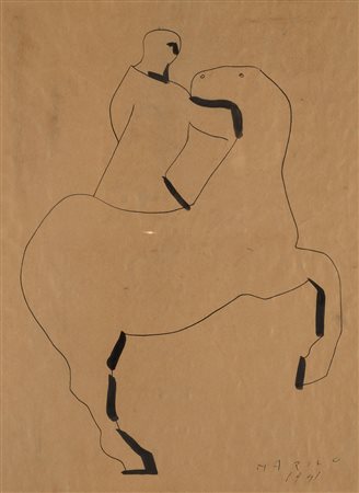 Marino Marini (Pistoia 1901 - Viareggio 1980)"Cavallo e cavaliere"...