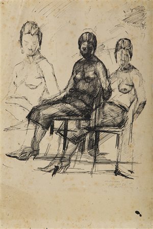 Marino Marini (Pistoia 1901 - Viareggio 1980)"Senza titolo" 1923china su...