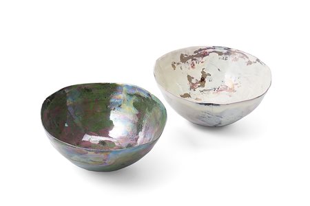 Fausto Melotti (Rovereto 1901 - Milano 1986)"Coppette" due ceramiche smaltate...