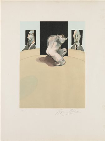 Francis Bacon (Dublino 1909 - Madrid 1992)"Metropolitan Triptych" 1981foglio...