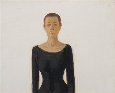 Alex Katz (New York 1927)"Study for Black Dress" 1989olio su masonitecm...
