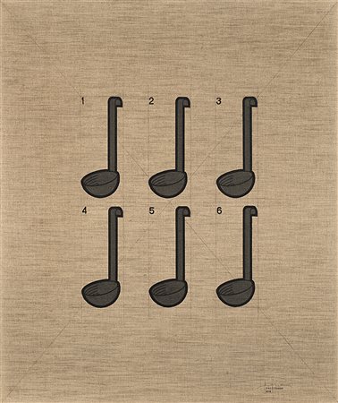 Tino Stefanoni (Lecco 1937 - 2017)"I mestoli" 1974acrilico e tecnica mista su...