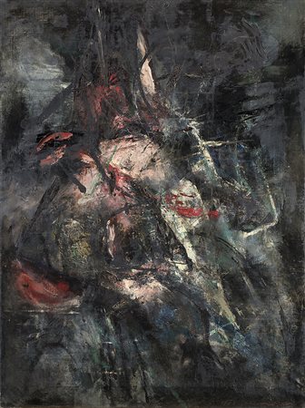 Arturo Carmassi (Lucca 1925 - Empoli 2015)"Senza titolo" 1958olio su telacm...