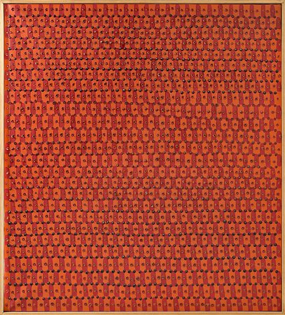 Franco Bemporad (Firenze 1926 - 1989)"Struttura rosso" 1977olio su telacm...