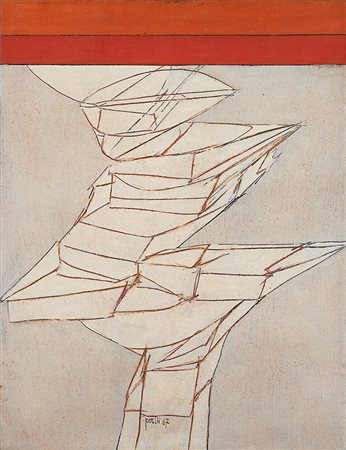 Achille Perilli (Roma 1927)"Monumento al Mandarancio" 1967olio su telacm...