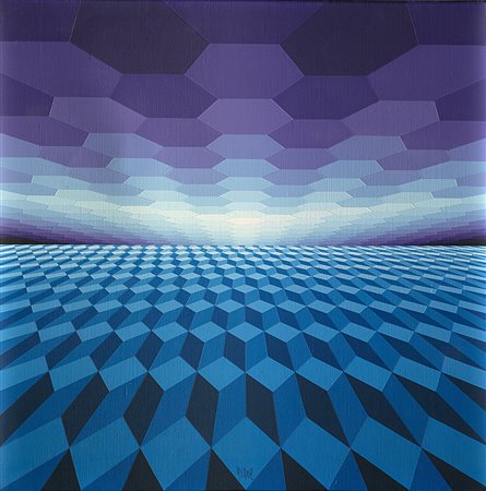 Yvaral (Parigi 1934 - 2002)"Horizon Structure B" 1977acrilico su telacm...