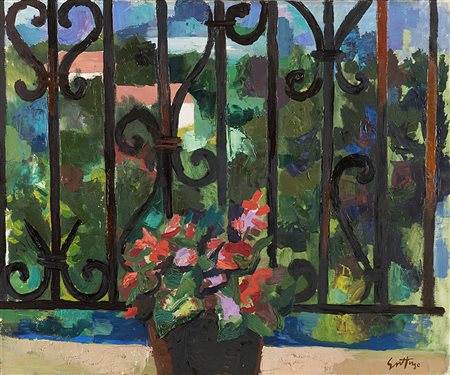 Renato Guttuso (Bagheria 1912 - Roma 1987)"Senza titolo" 1957olio su telacm...