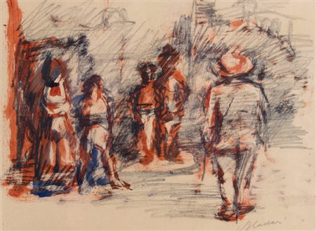 MACCARI MINO (Siena 1898 - Roma 1989) "Figure" Pastello su carta cm. H: 30.00...