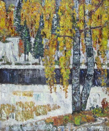 Pittore russo contemporaneo "Paesaggio autunnale" cm. 90x75 - olio su tela...
