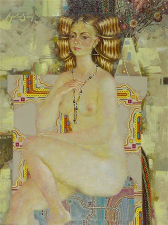 Pittore russo contemporaneo "Modella in posa" cm. 80x60 - olio su tela...