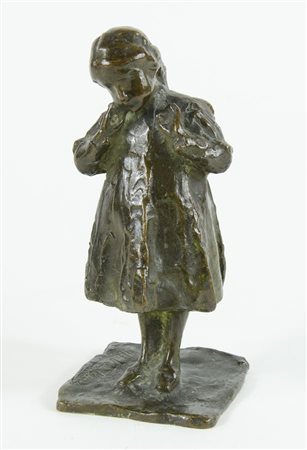 Michele Vedani 1874-1969 Scultura in bronzo a patina marrone raffigurante...