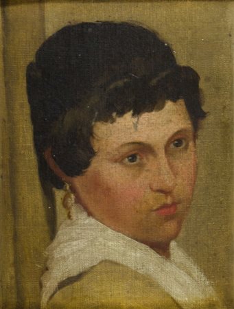Pittore primi XX secolo "Ritratto femminile" cm. 33x26 - olio su tela su cartone