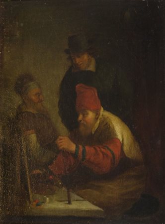 Maestro fiammingo del XVII secolo "Interno di studio di pittore" cm. 40x31 -...