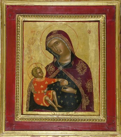 Maestro greco/dalmata del XVI-XVII secolo "Madonna con bambino" cm. 41x33 -...