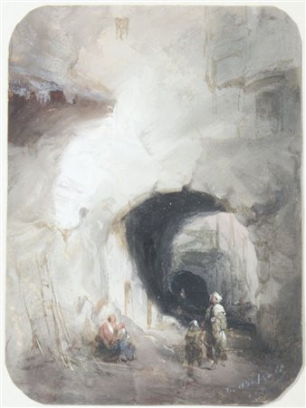 Carlo Bossoli 1815-1884 Lotto di 2 tempere su carta raffiguranti paesaggi con...