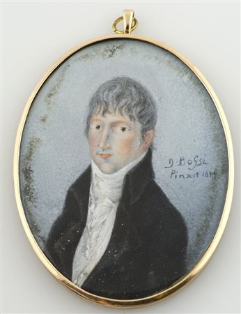 Domenico Bossi 1765-1853 "Figura maschile" cm. 7x5,5 - miniatura dipinta...