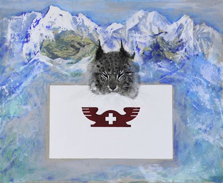 Silvio Merlino Napoli 1952 "La lince europea" cm. 90x110 - olio e...