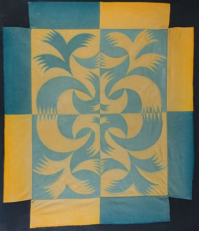 Fortunato Depero 1892-1960 "Arabesco" (1920-21) cm. 75x65 - tarsia di stoffe...