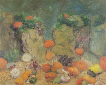 Maria Flaugnatti 1891-1967 "Acquario triestino" cm. 60x73 - olio su...