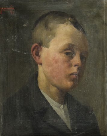 Giovanni Zangrando Trieste 1867-1941 "Giovinetto" cm. 43x35 - olio su tela...