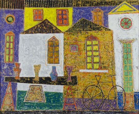 Luigi Spacal Trieste 1908-2000 "Bicicletta e oggetti" cm. 60x74 - tecnica...