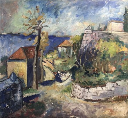 Avgust Cernigoj Trieste 1898-Sesana 1985 "Panorama da Santa Croce" cm. 55x60...