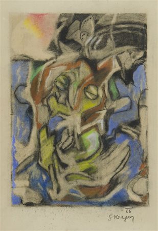 Stane Kregar 1905-1973 "Composizione" cm. 46x32 - pastelli su carta Firmato...