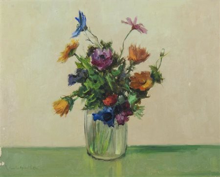 Nicola Sponza Corfù 1914-Trieste 1996 "Mazzo di fiori" cm. 40x50 - olio su...