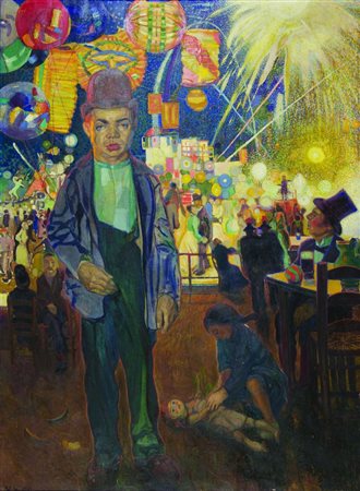 Johannes Napoleon Pellis 1888-1962 "Sagra" (1916) cm. 175x130 - olio su tela...