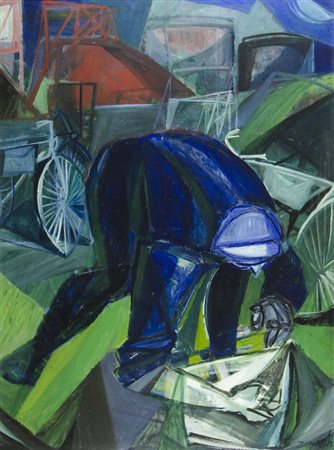 Giuseppe Zigaina Cervignano 1924-2015 "Operaio" (1949) cm. 100x76 - olio su...