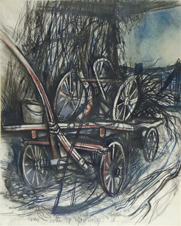 Giuseppe Zigaina Cervignano 1924-2015 "Carro sotto il portico" (1953) cm....