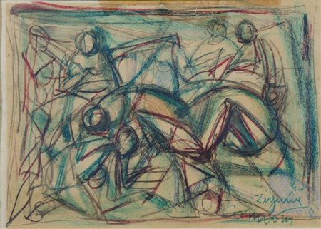 Giuseppe Zigaina Cervignano 1924-2015 "Personaggi" cm. 19x27 - matite...