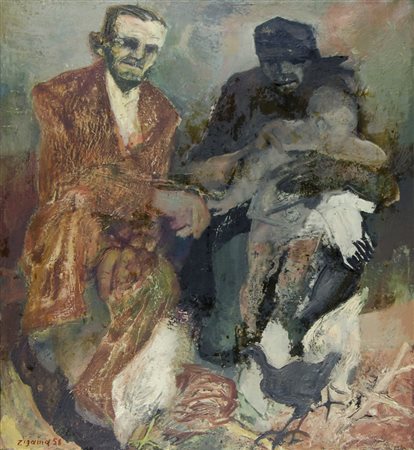 Giuseppe Zigaina Cervignano 1924-2015 "Nipote-studio" cm. 60x55 - olio su...