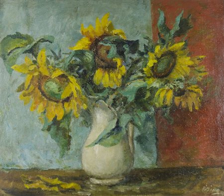 Fred Pittino Dogna (UD) 1906-1991 "Girasoli" cm. 66x76 - olio su tela Firmato...