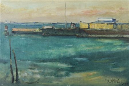 Fred Pittino Dogna (UD) 1906-1997 "Diga in laguna" cm. 40x60 - olio su tela...