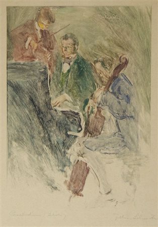 Tullio Silvestri Venezia 1880-Trieste 1963 "Suonatori" cm. 35x23 - monotipo...