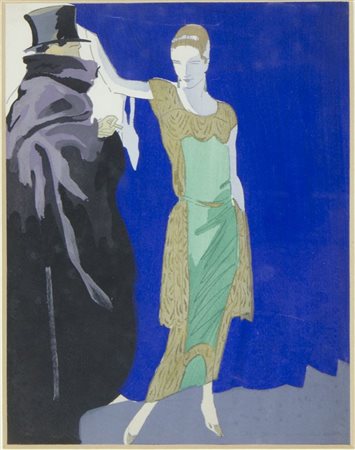 Marcello Dudovich Trieste 1878-Milano 1962 "L'invitato" cm. 30x24 - pochoir...