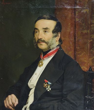 Tito Agujari 1834-1908 "Mezzo busto di Ufficiale" cm. 72x62 - olio su tela...