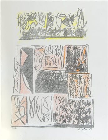 Vincenzo Licata 1929-2014 "Composizione" cm. 58x46 - grafica a colori Firmato...