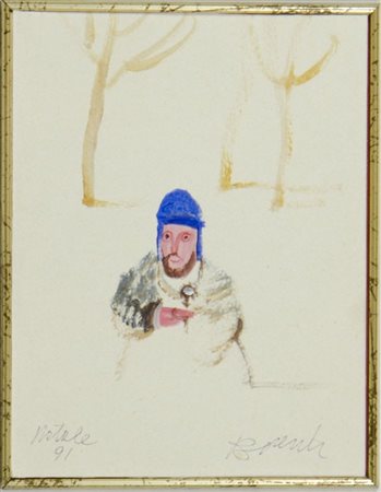 Antonio Possenti 1933-2016 "Figura" cm. 16x13 - tecnica mista su carta...