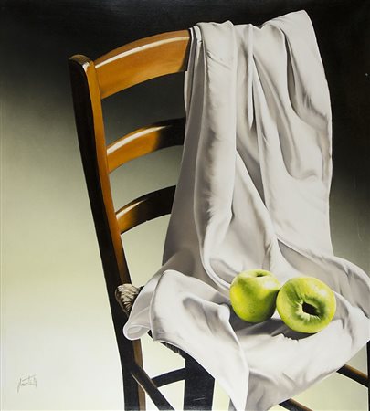 Maurizio Monti Forlì 1951 "Due verità" cm. 100x90 - olio su tela Firmato b. a...