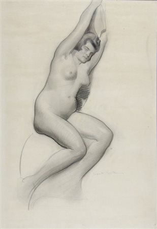Edgardo Sambo Trieste 1882-1966 "Modella in posa" cm. 64x44 - disegno a...