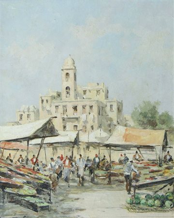 Roberto Marcello Baldessari 1894-1965 "Al mercato" cm. 50x40 - olio su tela...