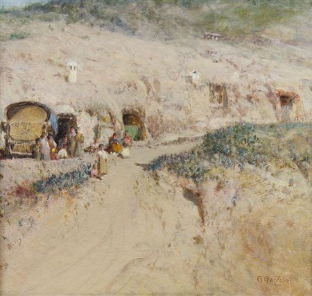 Giuseppe Garzolini Trieste 1850-1938 "Accampamento" cm. 50x60 - olio su tela...
