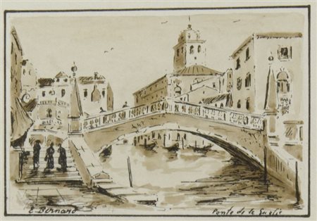 Emil Bernard 1868-1941 "Veduta di Venezia" cm. 10x16 - tempera su carta...