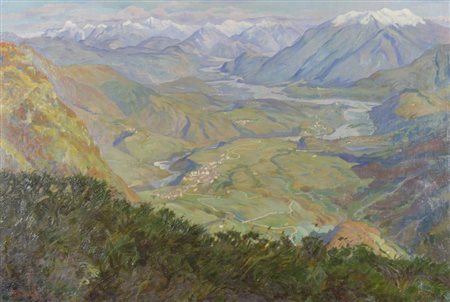 Marco Davanzo Ampezzo 1872-1953 "Vallata di Ampezzo" cm. 75x115 - olio su...