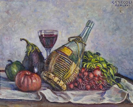Cesare Cuccoli 1895-1978 "Natura morta" cm. 40x50 - olio su cartone Firmato...