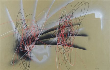 Roberto Crippa Monza 1921-1972 "Spirali" (anni '65-'70) cm. 55x85 - olio su...