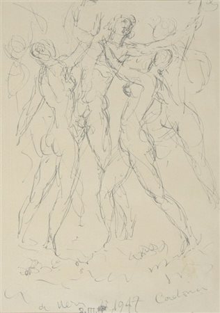 Guido Cadorin Venezia 1892-1974 "Figure" cm. 30x22 - disegno a matita Firmato...