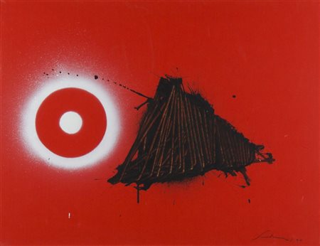 Emilio Scanavino 1922-1986 "Composizione con sole" cm. 45x60 - acrilico su...